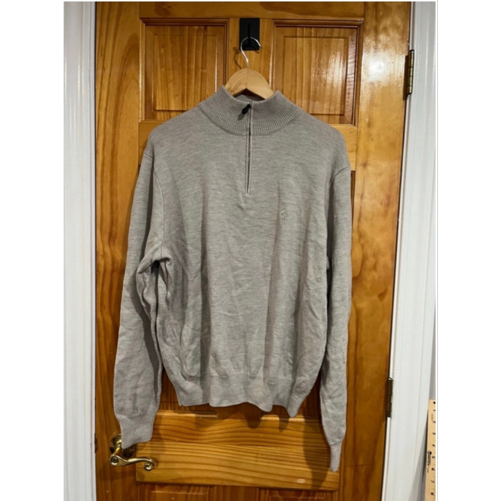 Polo Golf Ralph Lauren Gray Merino Wool Quarter Zip Sweater XL